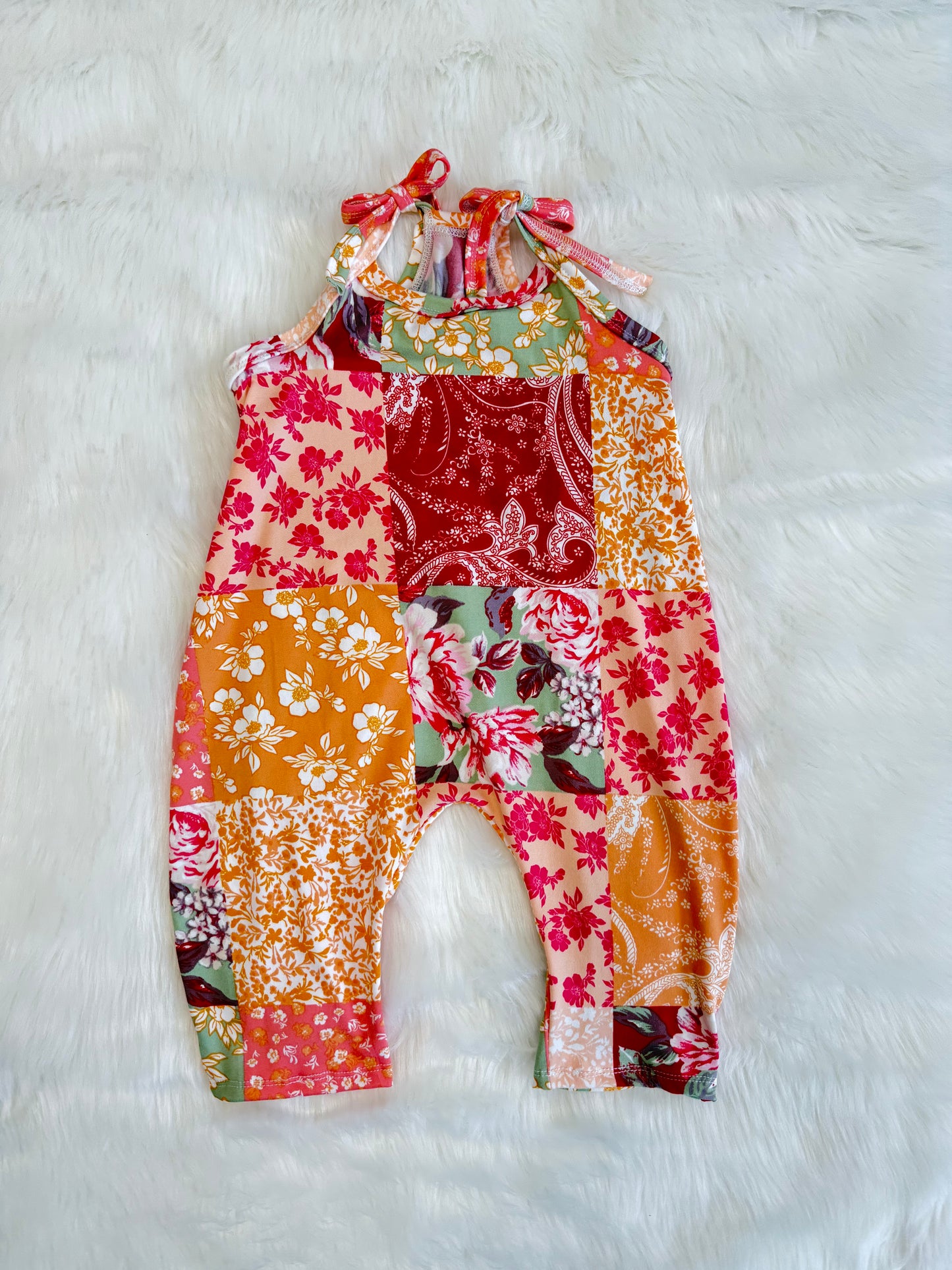 Penelope Tie Romper (pink colorway)